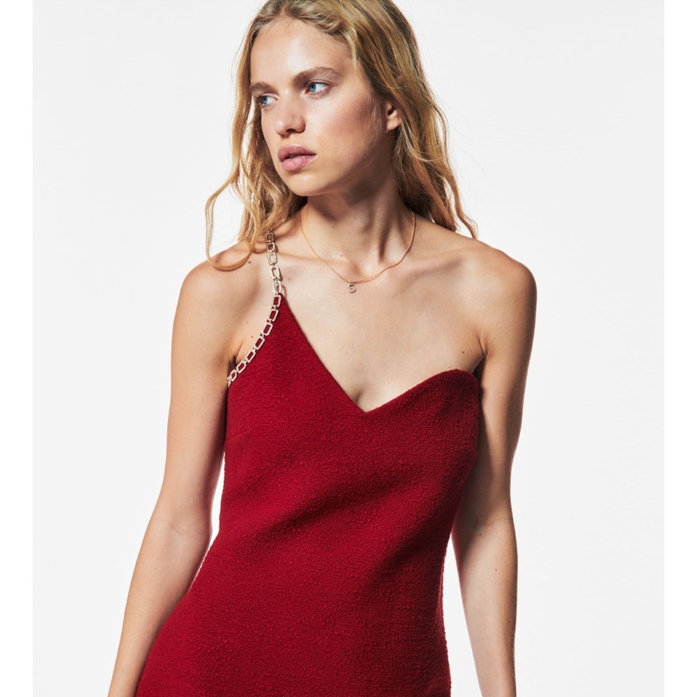 ZARA CHAIN TRIM ASYMMETRIC DRESS SIZE Large
